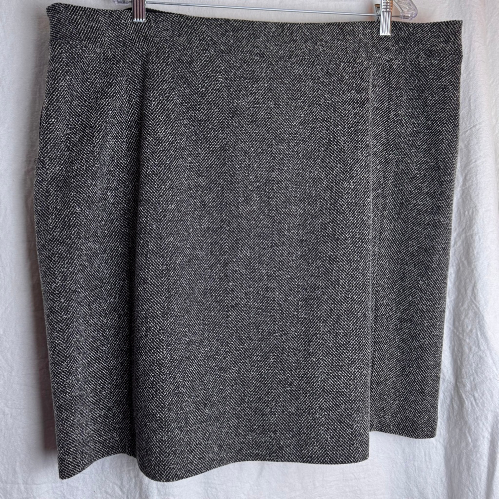 Women's Lands' End Pencil Skirt 22W Black White Herringbone - Picture 3 of 11